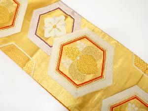 アンティーク 亀甲に桐・花模様織り出し袋帯(着用可)